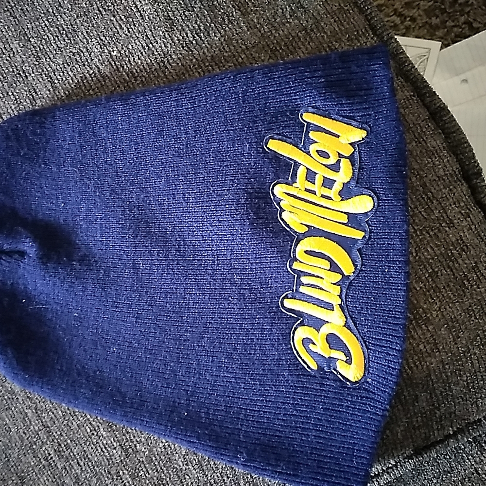 Blue Beanie with Yellow Logo